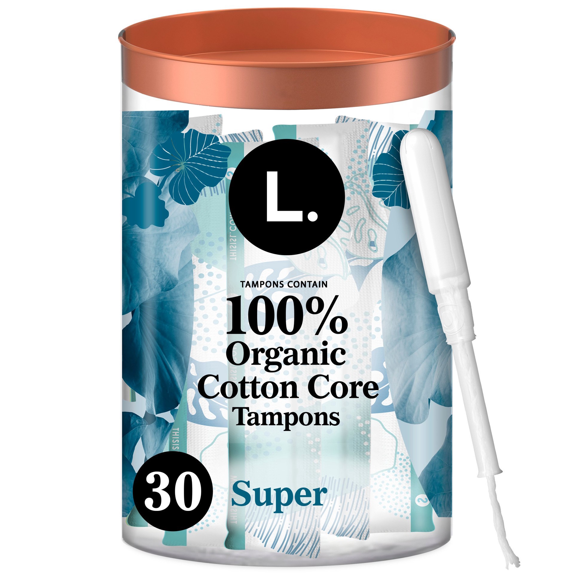 slide 1 of 1, L. Cotton Tampons Super Absorbency, Contains an Organic Cotton Core, Made Without Synthetic Pesticides, or Fragrances 30 Count, 30 ct