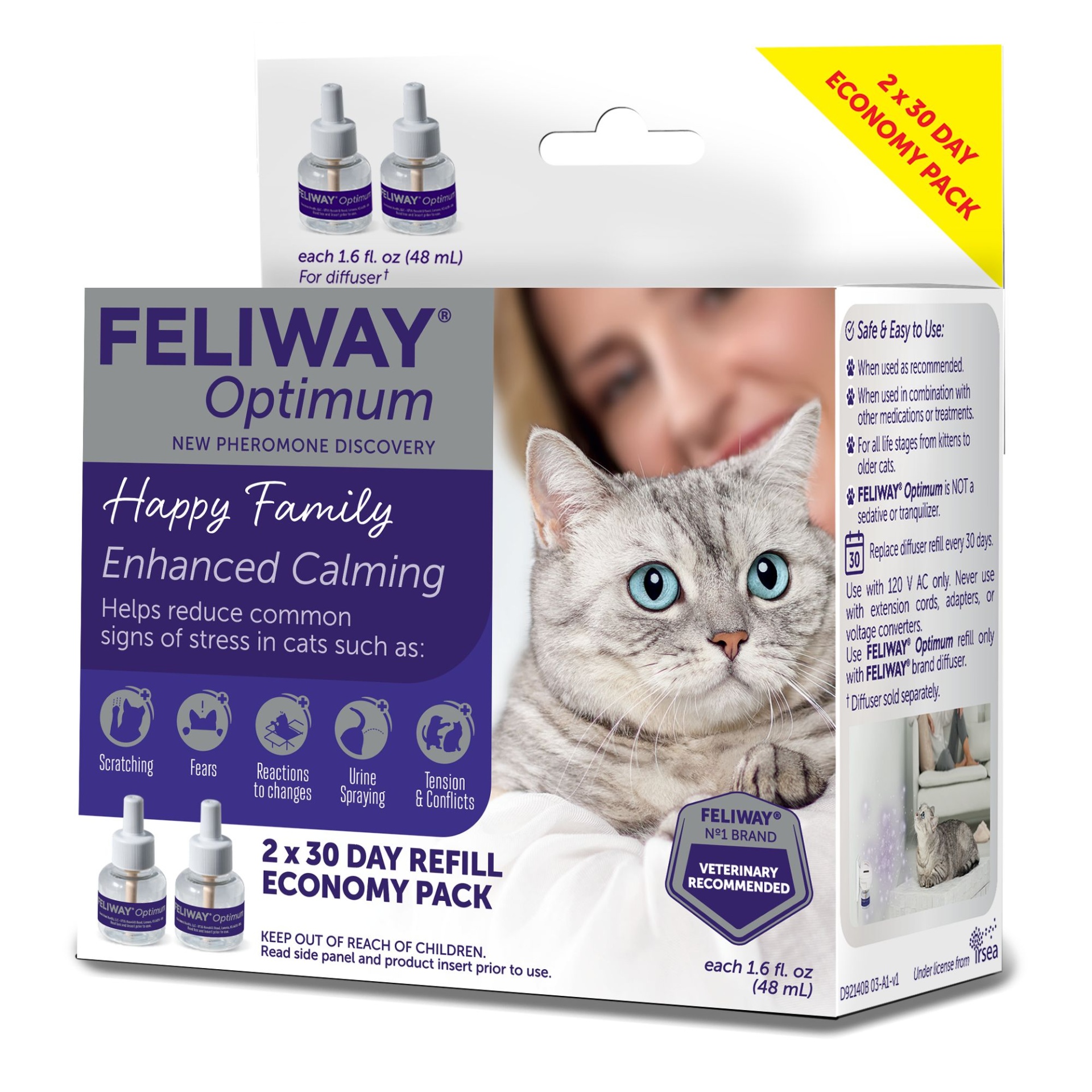 Feliway Optimum Enhanced Calming Refill 48mL - 2 Pack 2 ct | Shipt