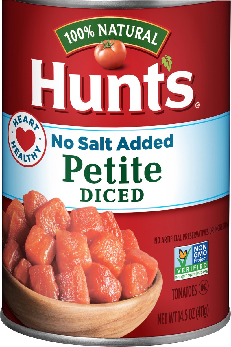 slide 3 of 5, Hunt's Petite Diced Tomatoes No Salt Added, 14.5 oz., 14.5 oz