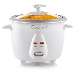 Continental Electric 6-Cup Rice Cooker with Glass Lid - White