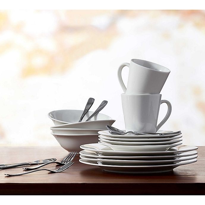 slide 2 of 8, SALT Round Rim Dinnerware Set - White, 16 ct