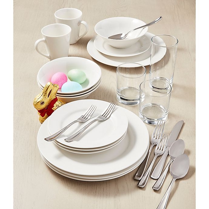 slide 8 of 8, SALT Round Rim Dinnerware Set - White, 16 ct