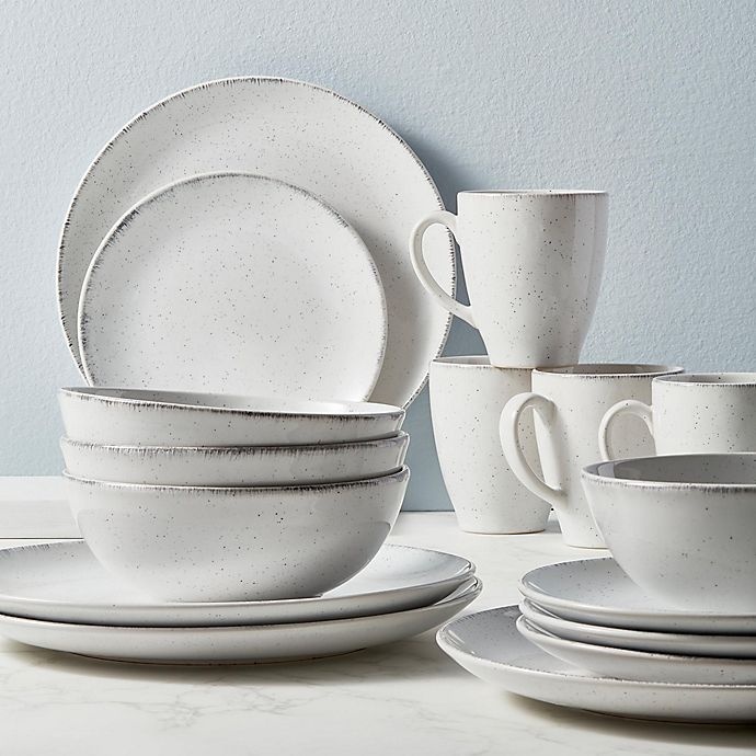 slide 2 of 2, Urban Loft Liam Dinnerware Set - White/Grey Speckle, 16 ct