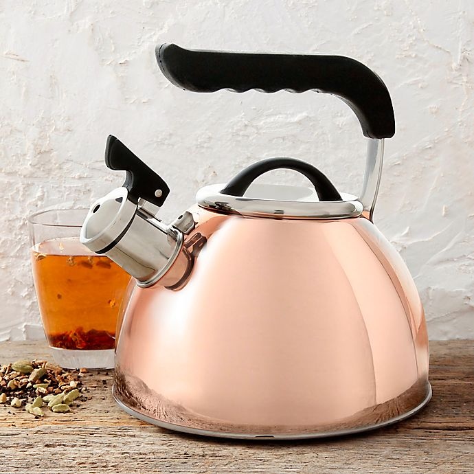 slide 2 of 2, Prime Gourmet Copper Plated Stainless Steel Tea Kettle, 2.5 qt