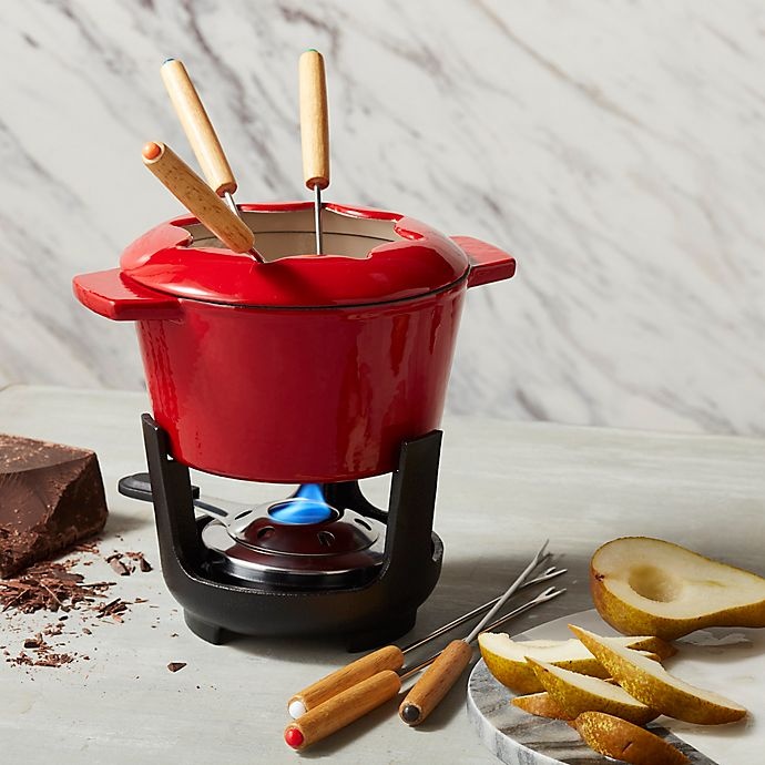 slide 3 of 3, Artisanal Kitchen Supply Enamel Fondue Set - Red, 13 ct