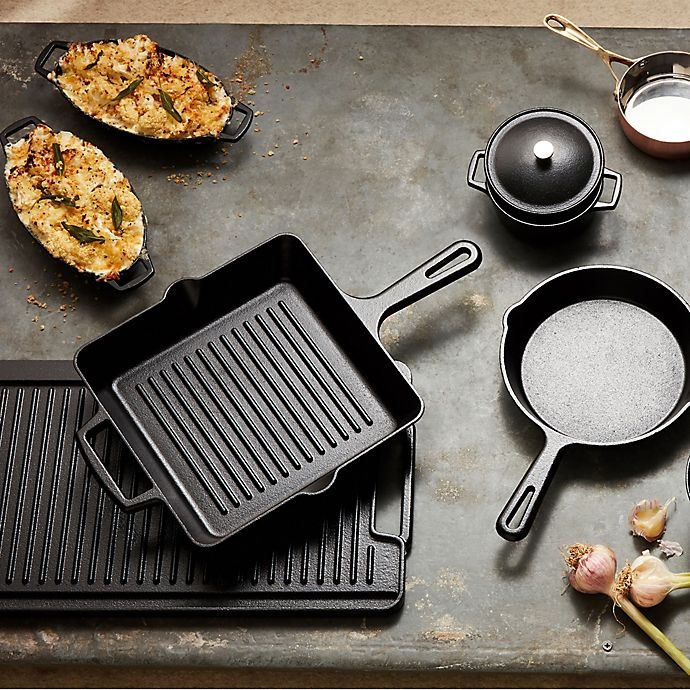 slide 6 of 6, Artisanal Kitchen Supply Pre-Seasoned Cast Iron Double Burner Grill/Griddle - Black, 1 ct