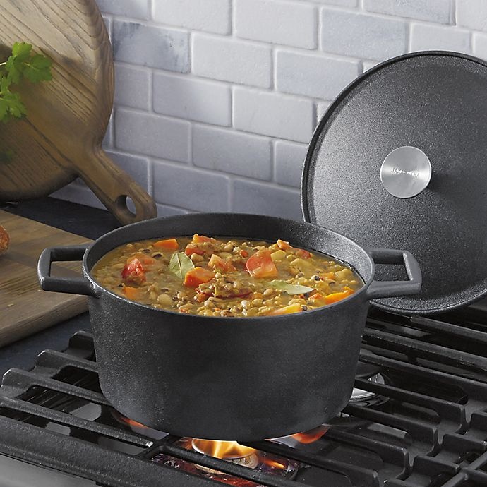 slide 3 of 9, Artisanal Kitchen Supply Pre-Seasoned Cast Iron Dutch Oven - Black, 5.5 qt