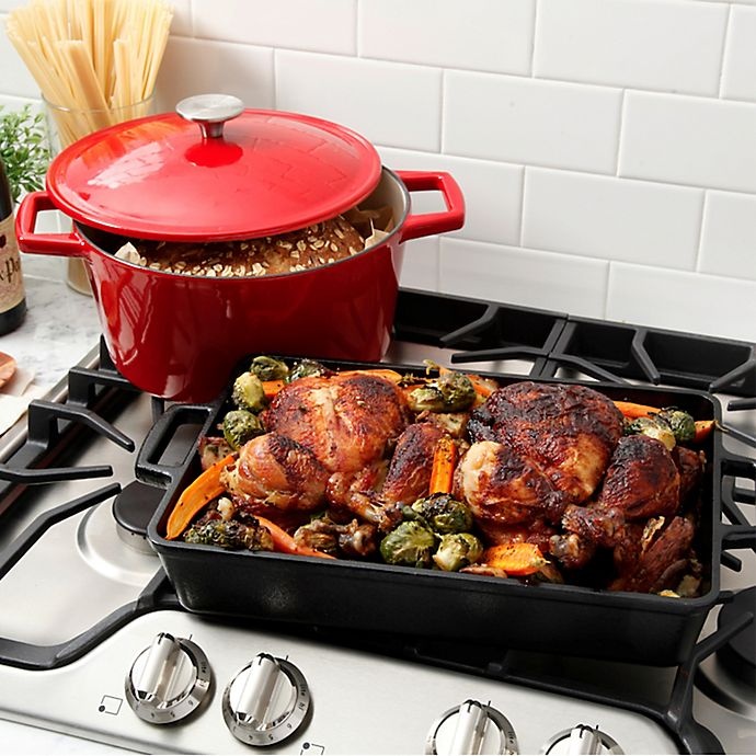 slide 3 of 6, Artisanal Kitchen Supply Enameled Cast Iron Dutch Oven - Red, 5 qt