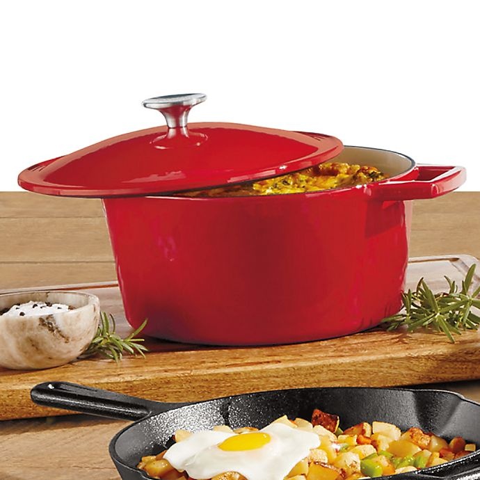 slide 4 of 6, Artisanal Kitchen Supply Enameled Cast Iron Dutch Oven - Red, 5 qt