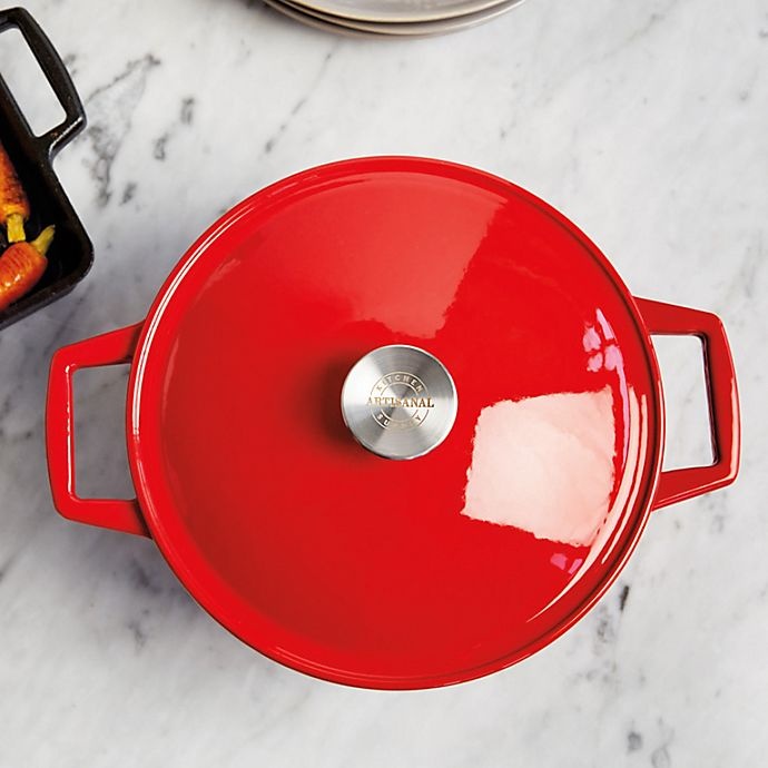 slide 5 of 6, Artisanal Kitchen Supply Enameled Cast Iron Dutch Oven - Red, 5 qt