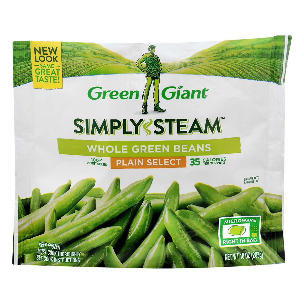 slide 1 of 3, Green Giant Simply Steam Plain Select Whole Green Beans 10 oz, 12 oz