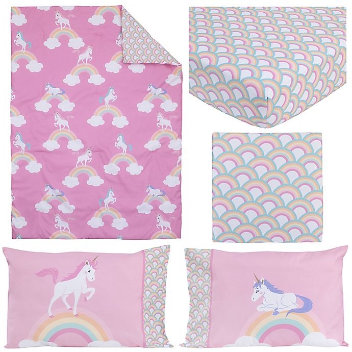 slide 4 of 9, Little Tikes Rainbows and Unicorns Toddler Bedding Set - Pink, 4 ct