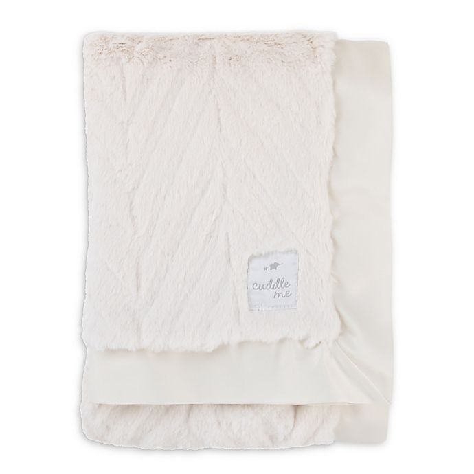 slide 1 of 2, Cuddle Me Chevron Plush and Velboa Blanket with Satin Border - Ivory, 1 ct