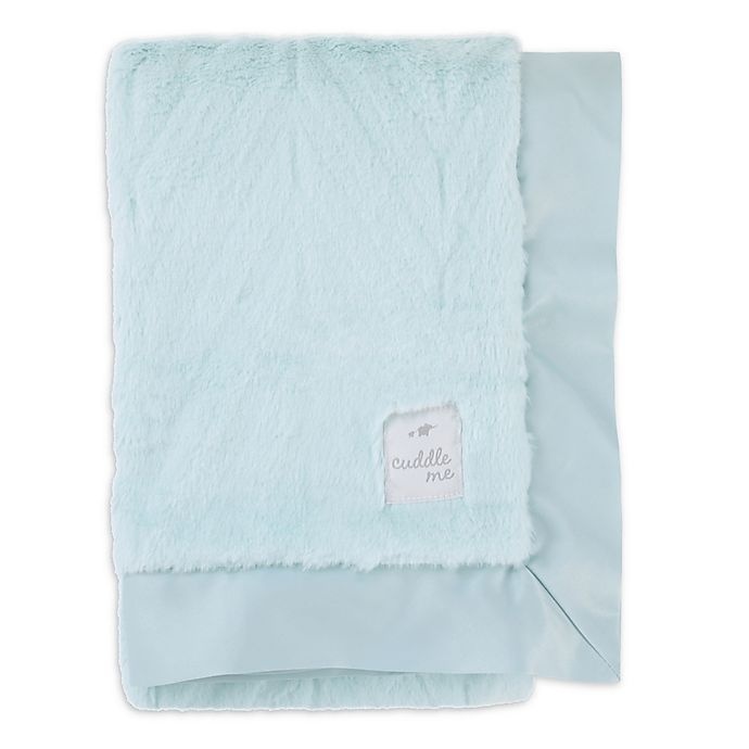 slide 1 of 2, Cuddle Me Chevron Plush and Velboa Blanket with Satin Border - Aqua, 1 ct