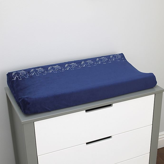 slide 2 of 2, NoJo Serendipity Mix and Match Elephant Velboa Changing Pad Cover - Navy, 1 ct