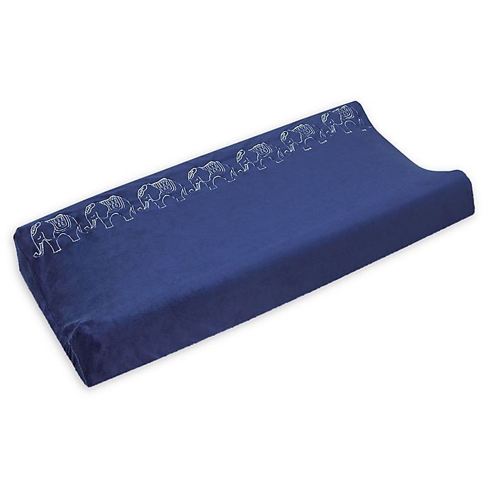 slide 1 of 2, NoJo Serendipity Mix and Match Elephant Velboa Changing Pad Cover - Navy, 1 ct