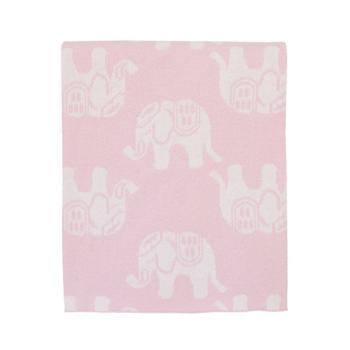 slide 2 of 2, NoJo Serendipity Mix and Match Cotton Knit Elephant Blanket - Pink, 1 ct