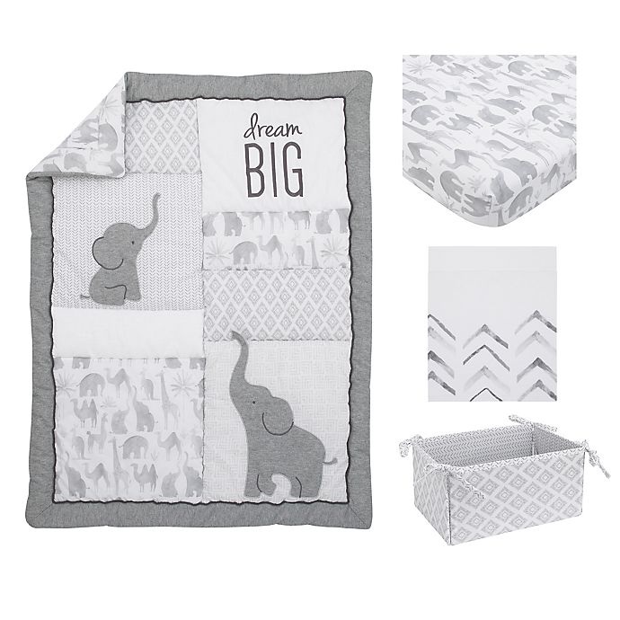 slide 5 of 9, NoJo Elephant Tribe Nursery Crib Bedding Set - Grey, 4 ct