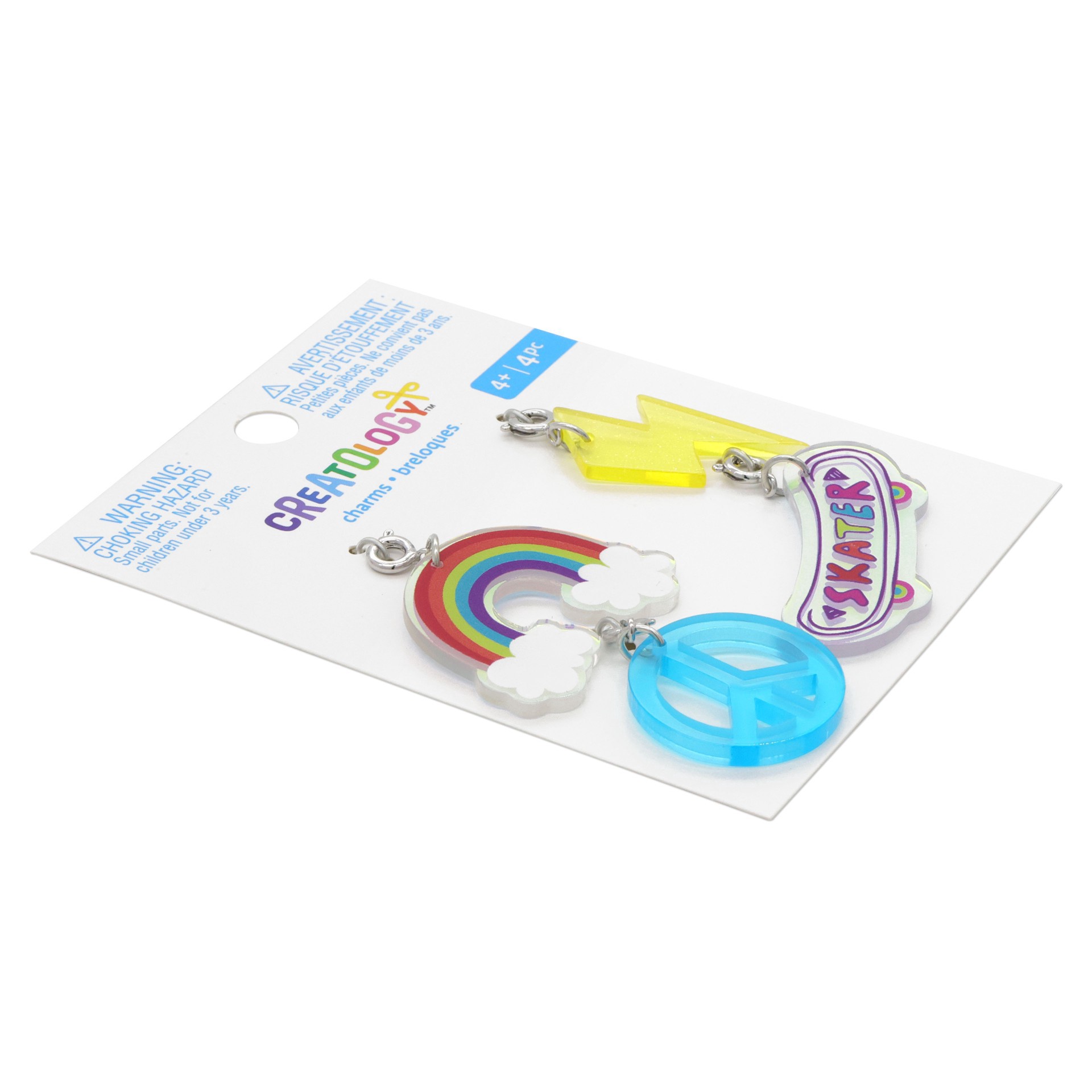 slide 3 of 3, Rainbow, Bolt, Peace Sign & Skateboard Charms By Creatology, 0.98 in