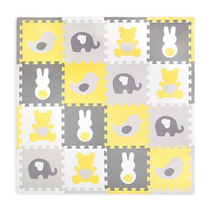 slide 1 of 4, Tadpoles by Sleeping Partners Tedd & Friends Play Mat - Yellow/Grey, 16 ct