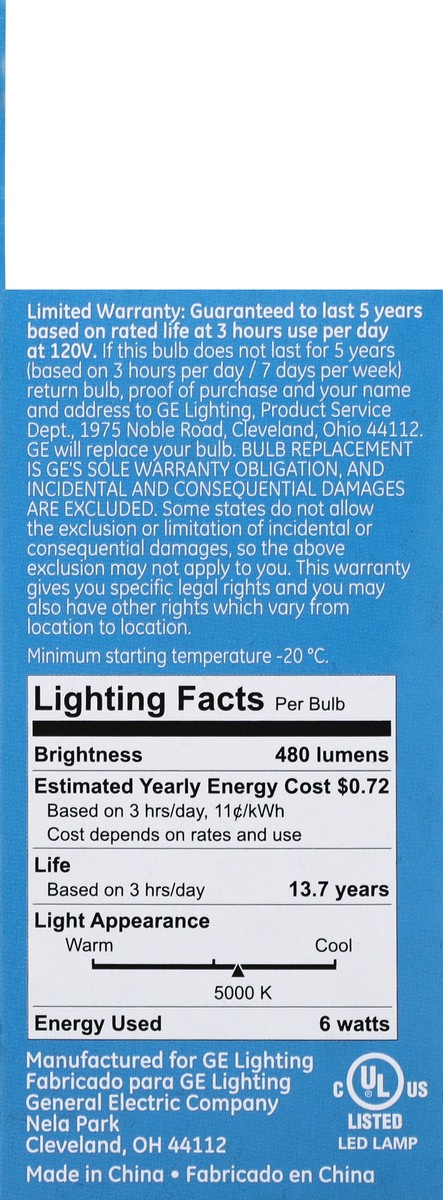 slide 3 of 4, GE Light Bulb, LED, Daylight, 1 ct
