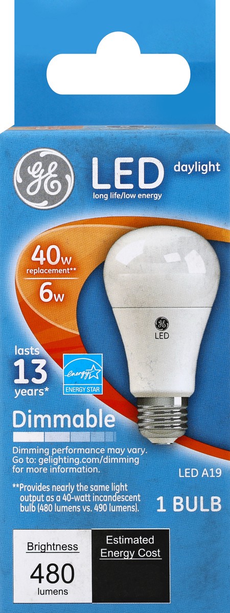 slide 4 of 4, GE Light Bulb, LED, Daylight, 1 ct