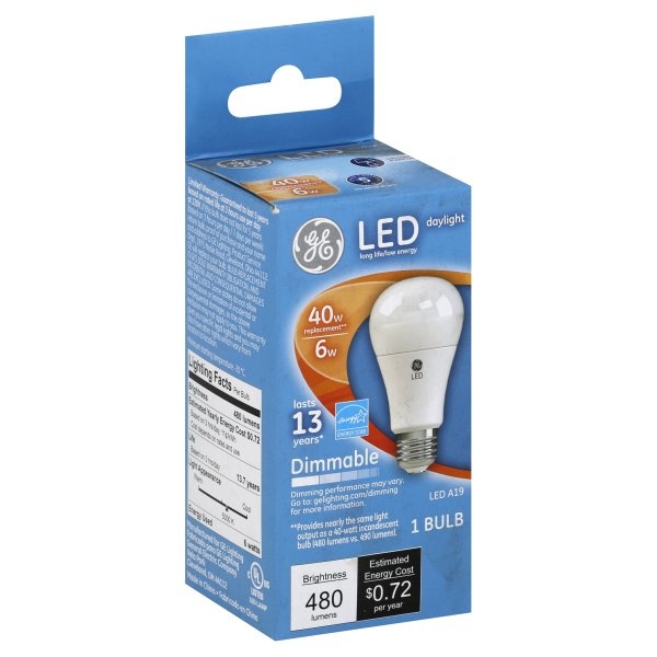 slide 1 of 4, GE Light Bulb, LED, Daylight, 1 ct