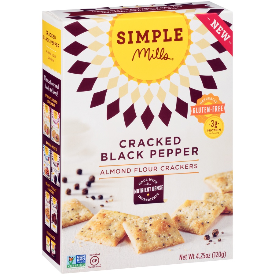 slide 2 of 8, Simple Mills Cracker Black Pepper Almond Flour, 4.25 oz