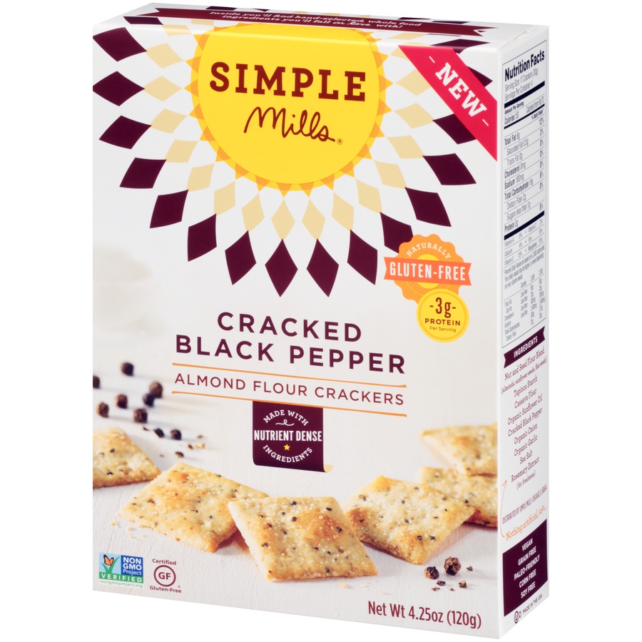 slide 3 of 8, Simple Mills Cracker Black Pepper Almond Flour, 4.25 oz