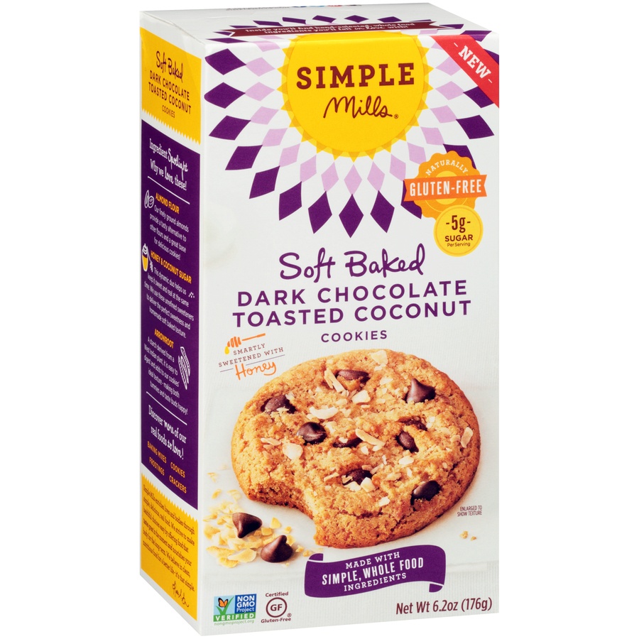 slide 2 of 8, Simple Mills Cookies Soft Baked Dark Choc Toasted, 6.2 oz