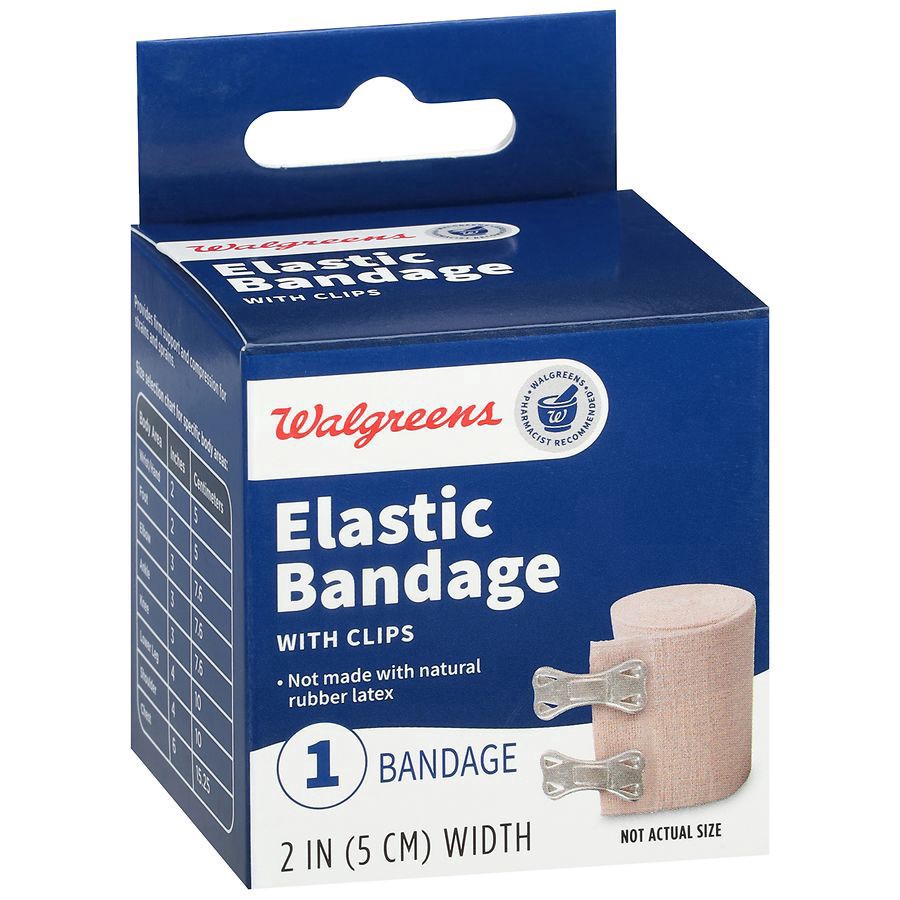 slide 2 of 3, Walgreens Latex Free Elastic Bandage With Clips, 2 in x 4.2 ft