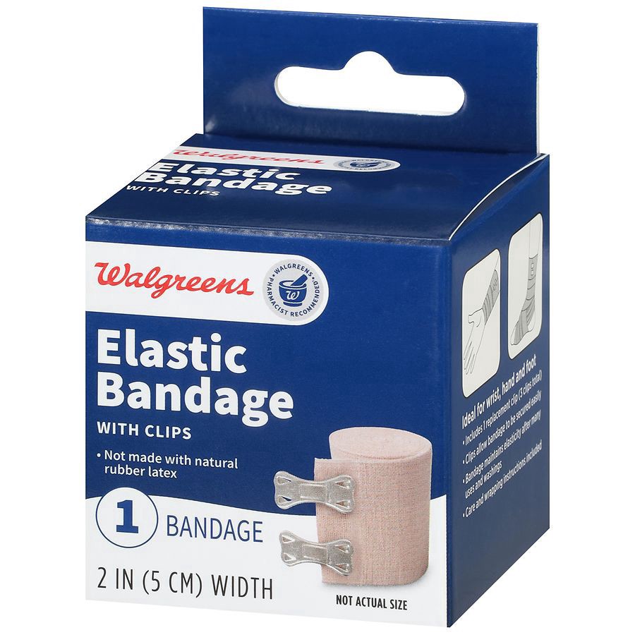 slide 3 of 3, Walgreens Latex Free Elastic Bandage With Clips, 2 in x 4.2 ft