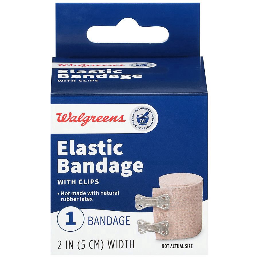 slide 1 of 3, Walgreens Latex Free Elastic Bandage With Clips, 2 in x 4.2 ft