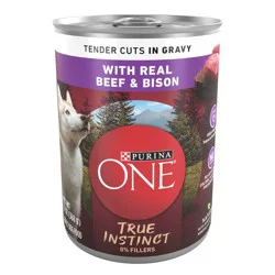 Purina ONE High Protein Wet Dog Food True Instinct Tender Cuts in Dog Food Gravy With Real Beef and Bison - 13 oz. Can