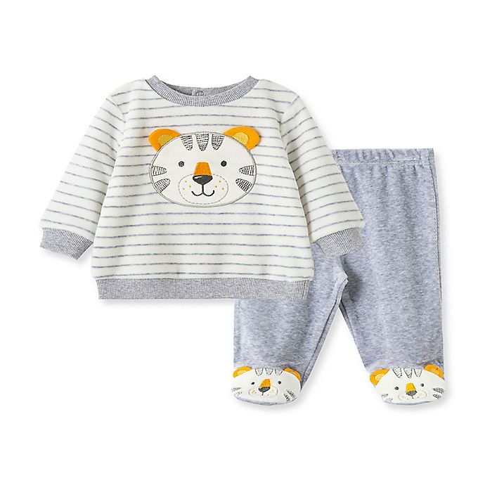 slide 1 of 2, Little Me Newborn Tiger Shirt and Pant Set - Grey, 2 ct