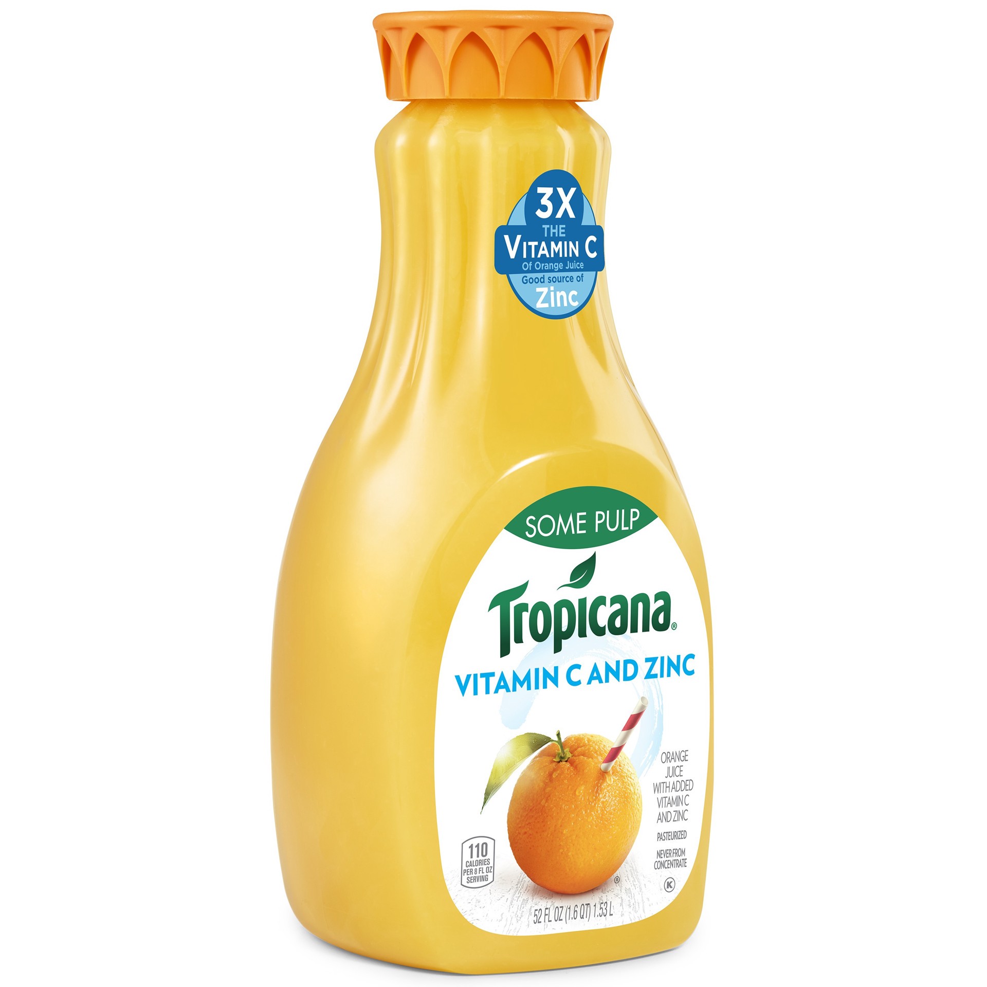 slide 1 of 8, Tropicana Some Pulp Orange Juice With Added Vitamin C And Zinc - 52 oz, 52 oz