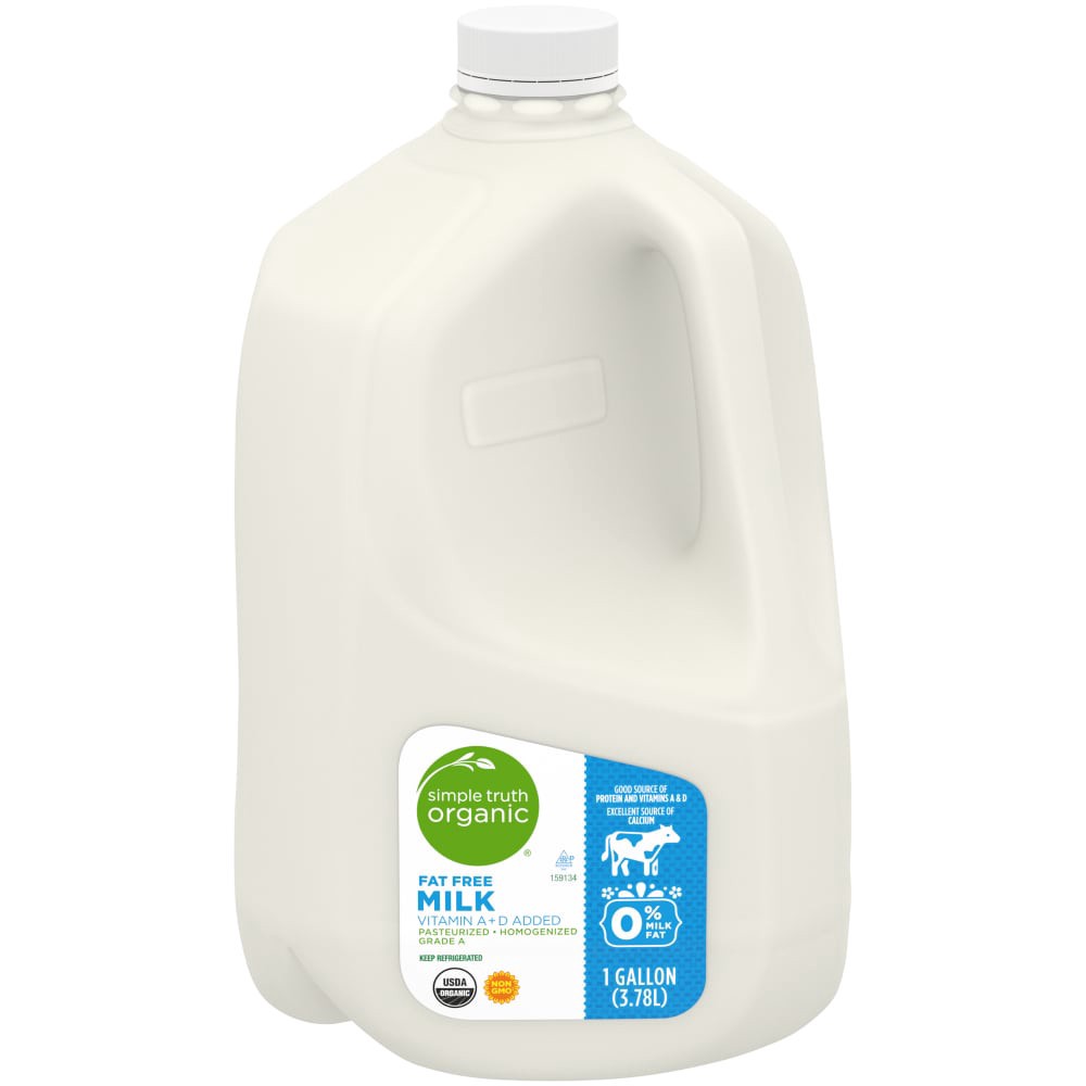 slide 1 of 2, Simple Truth Organic Fat Free Milk, 1 gal