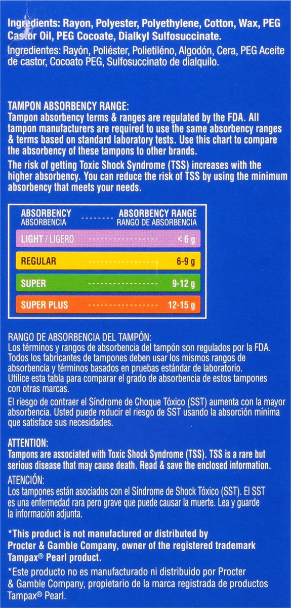 slide 8 of 9, TopCare Everyday Multipack Light/Super/Regular Absorbency Plastic Unscented Tampons Multipack 36 ea, 36 ct