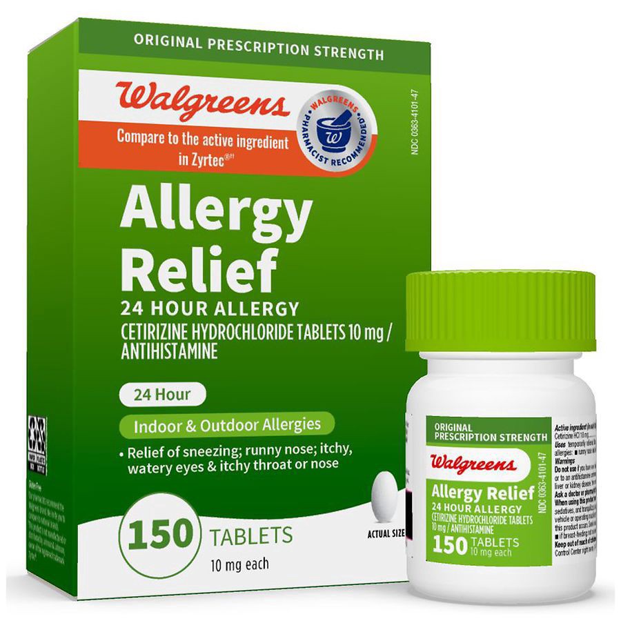 slide 5 of 5, Walgreens Wal-Zyr 10Mg 24 Hour Allergy Tablets, 150 ct