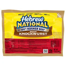 Hebrew National Beef Knockwurst, Beef Sausage, 12 oz., 4 Count Pack