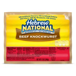 Hebrew National Beef Knockwurst, Beef Sausage, 12 oz., 4 Count Pack