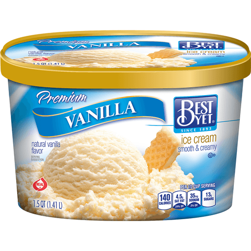 slide 1 of 1, Best Yet Premium Vanilla Ice Cream, 48 fl oz