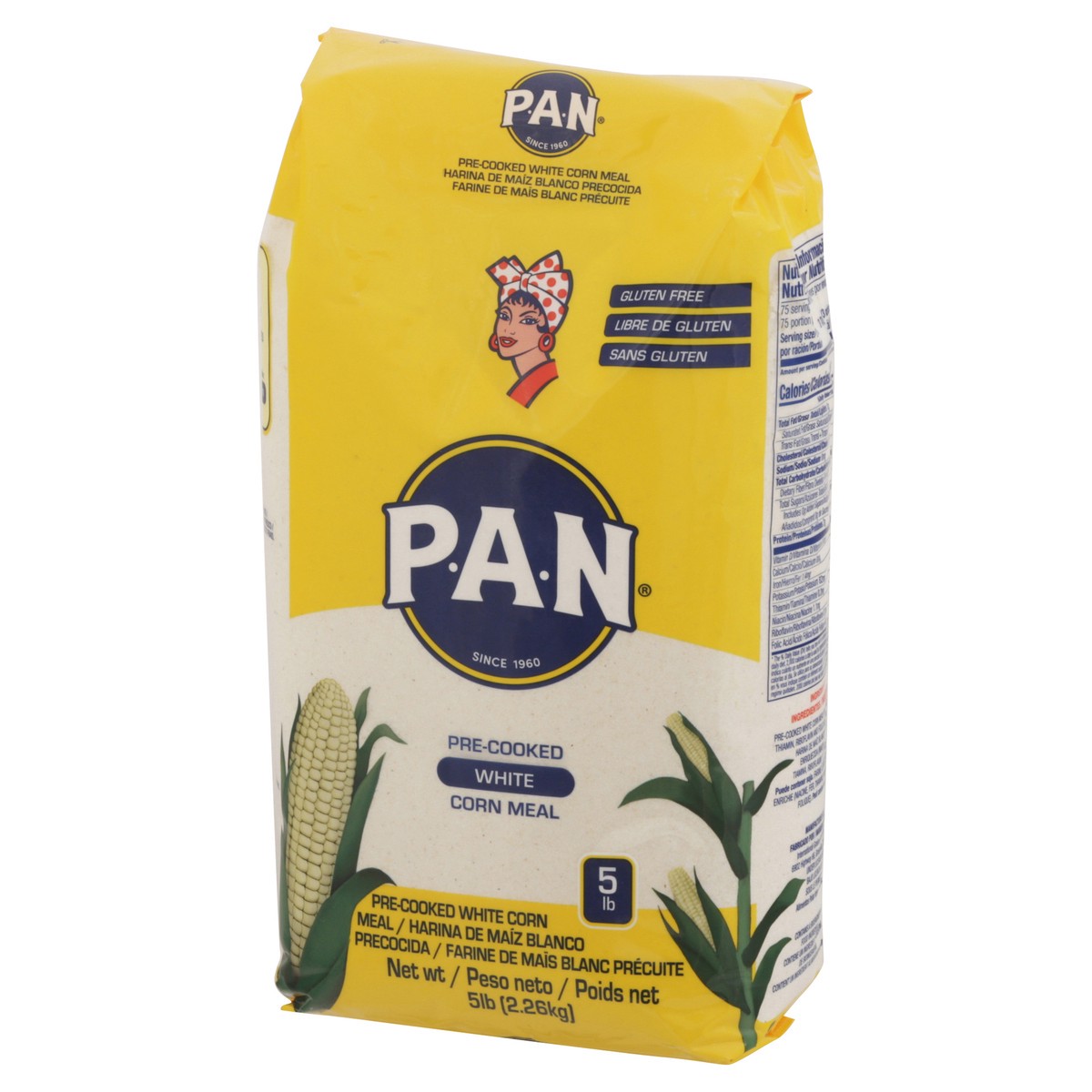 slide 7 of 13, P.A.N. White Pre-Cooked Corn Meal 5 lb, 5 lb