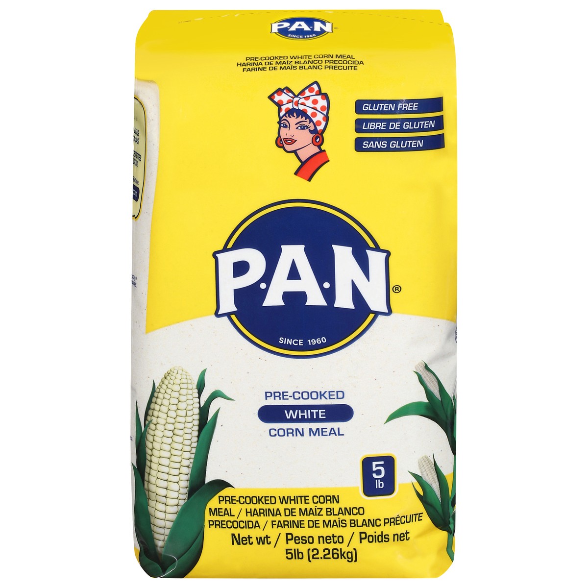 slide 1 of 13, P.A.N. Pre-Cooked White Corn Meal 5 lb, 5 lb