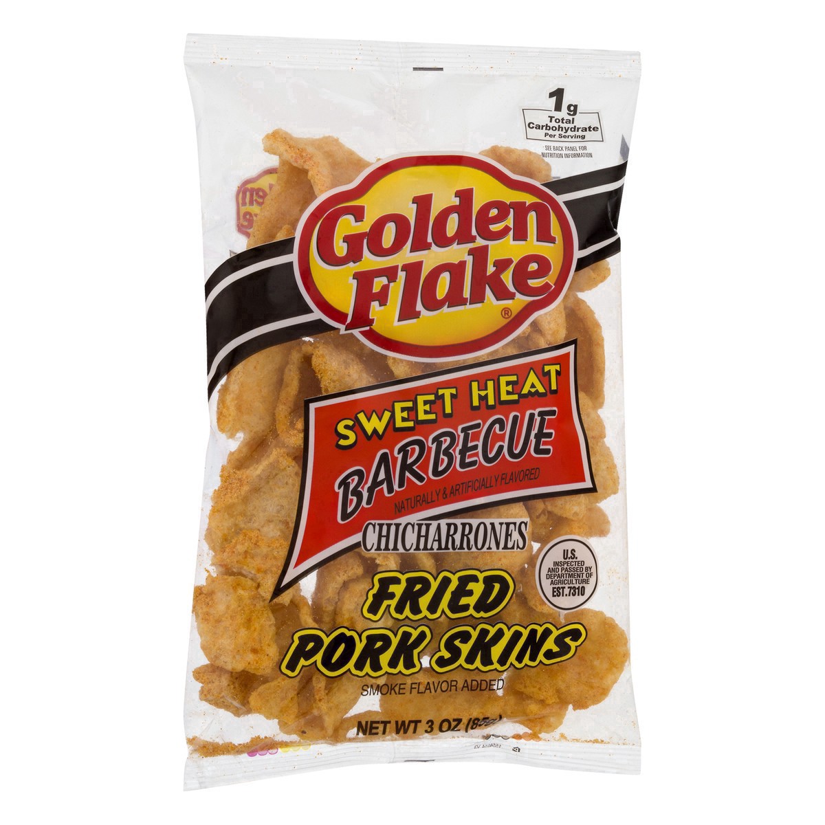 slide 9 of 21, Golden Flake Sweet Heat Bbq Skins, 3 oz