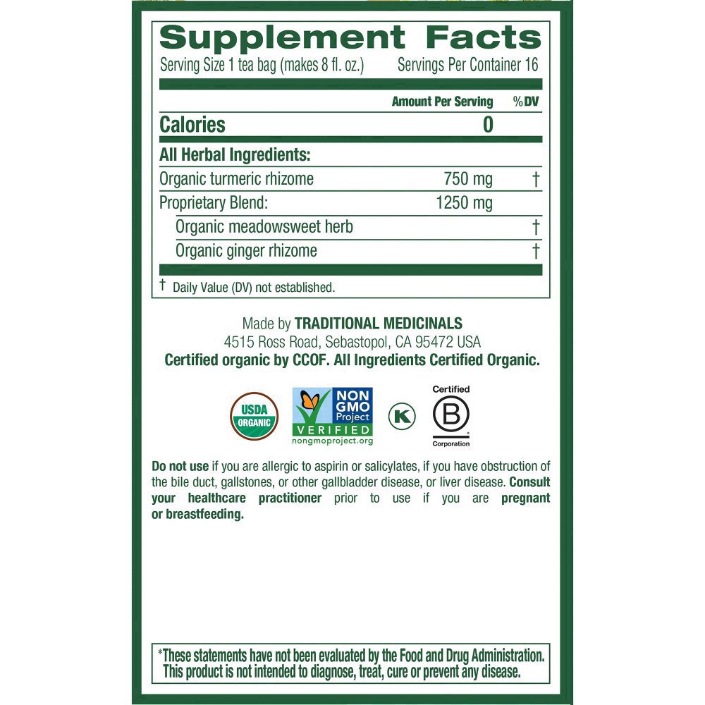 slide 18 of 49, Traditional Medicinals Turmeric & Ginger, 16 ct