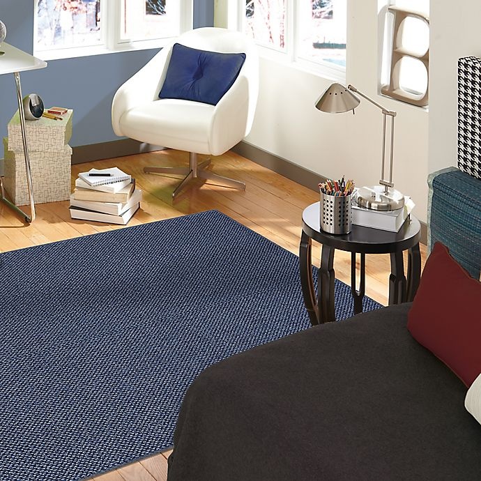 slide 3 of 4, Mohawk Home Back to College Lockstitch Area Rug - Blue, 5 ft x 7 ft