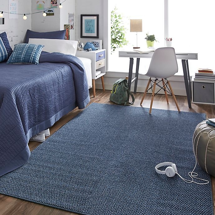 slide 4 of 4, Mohawk Home Back to College Lockstitch Area Rug - Blue, 5 ft x 7 ft