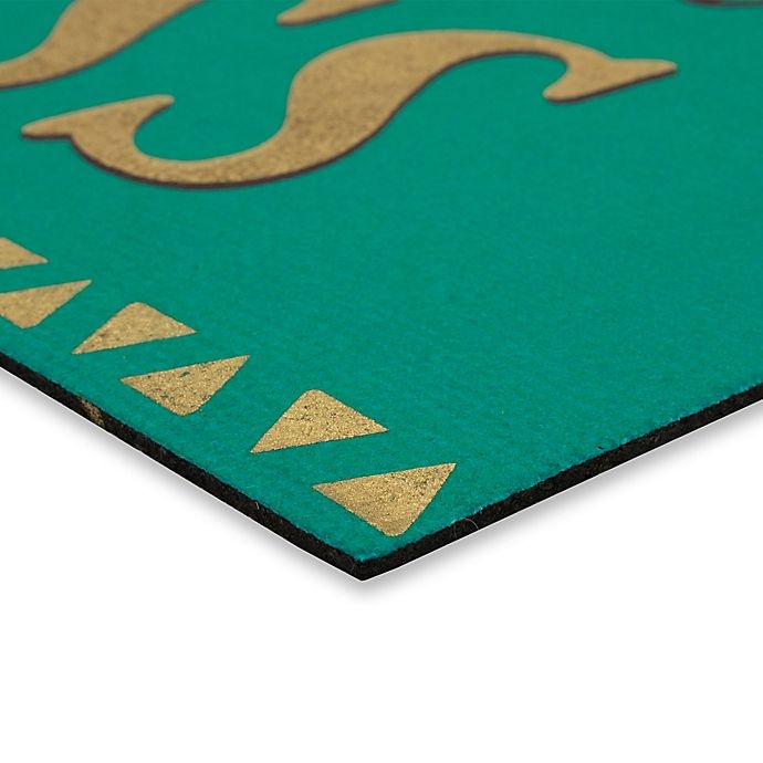 slide 3 of 4, Mohawk Home Elegant Entry Ignore Mess Rubber Door Mat - Teal/Gold, 18 in x 30 in