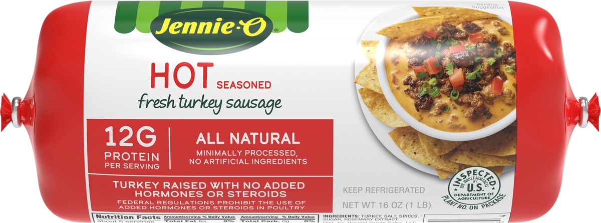 slide 5 of 5, Jennie-O Hot Seasoned Turkey Sausage, 16 oz